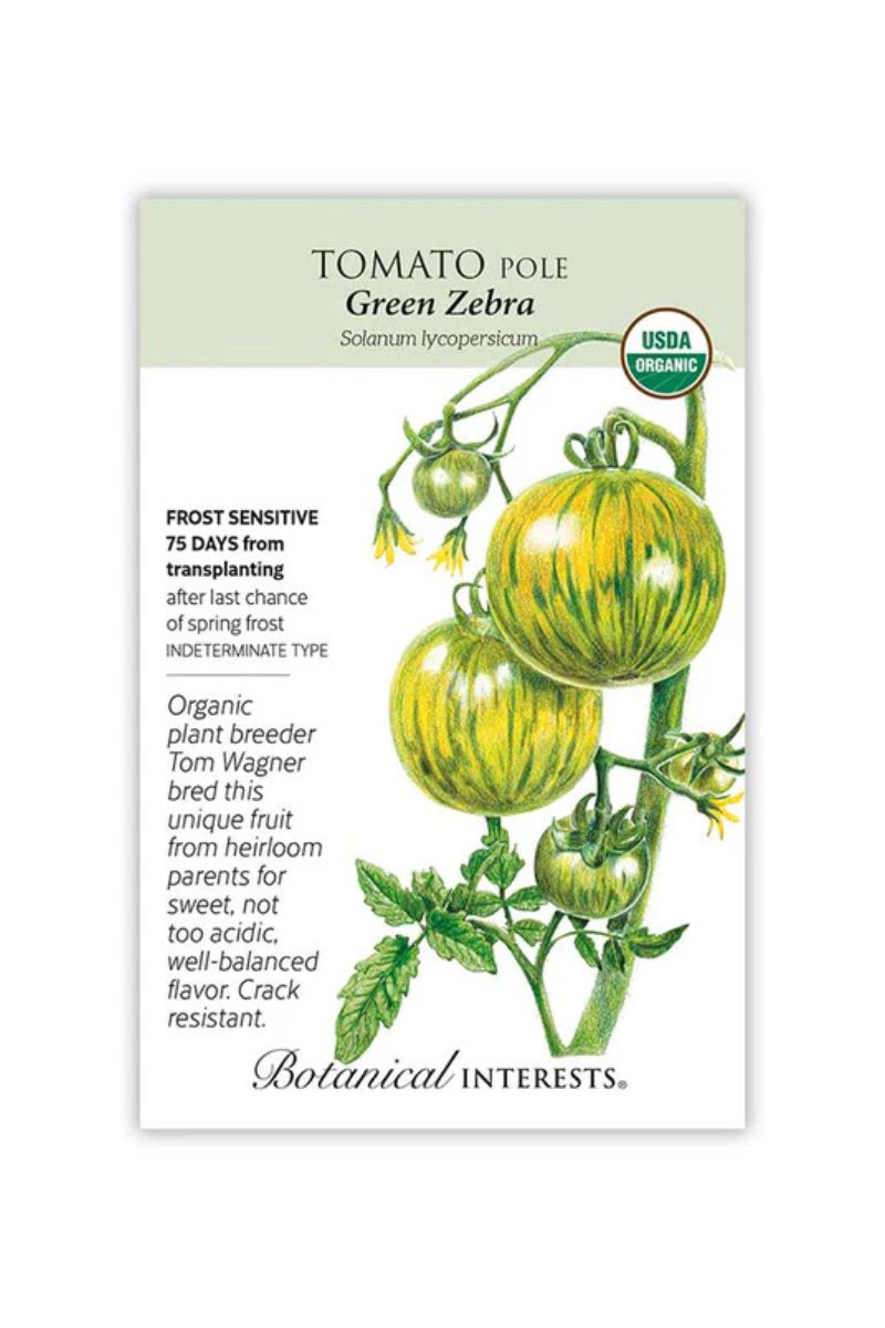 Botanical Interests Green Zebra Pole Tomato Organic  Seeds
