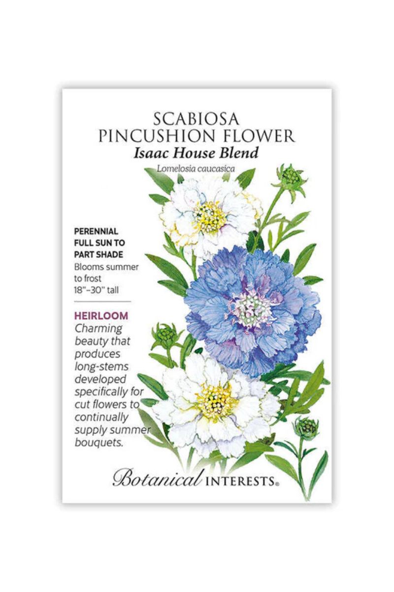 Botanical Interests Isaac House Blend Scabiosa Pincushion Flower Seeds