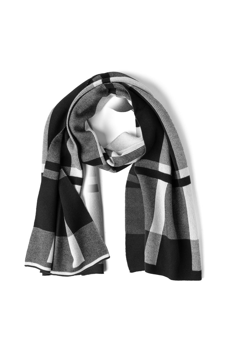 Britt's Knits Gentleman's Plaid Knit Scarf Black