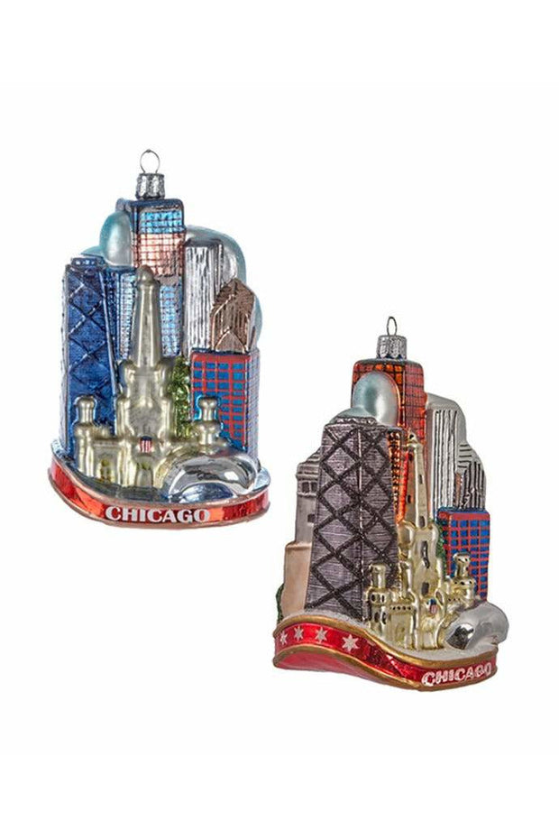 Glass "Chicago City" Ornament 5" Assorted