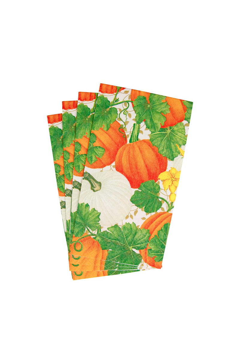 Caspari Pumpkin Chintz Guest Towels White