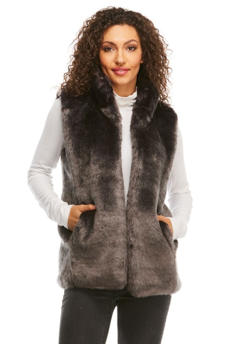 COUTURE HOOK VEST ONYX MINK LG