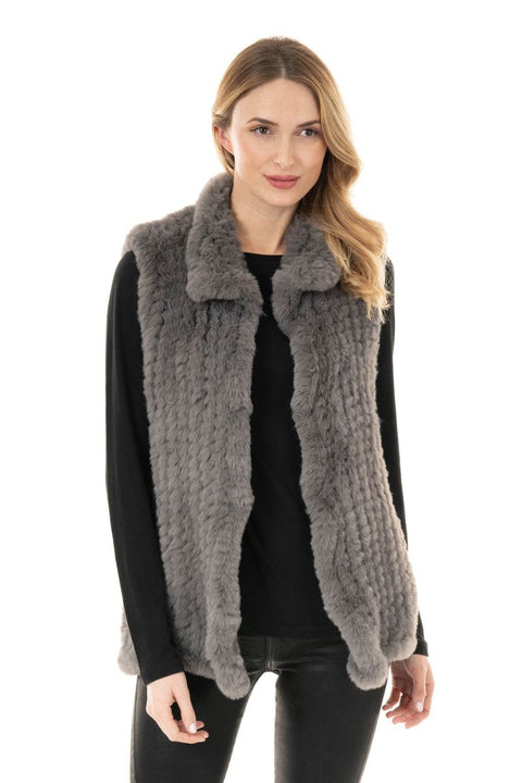 VEST KNITTED FUR SLATE MED