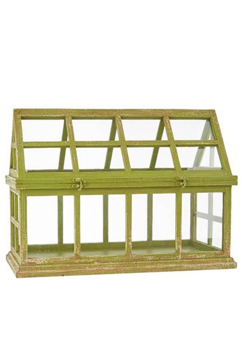 Raz Distressed Green Terrarium 24" x 12.25" x 17.5"