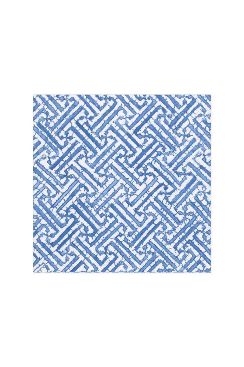 Caspari Fretwork Blue Cocktail Napkins