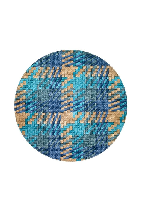 Bodrum Nantucket Placemat 15"Round Blue Turquoise