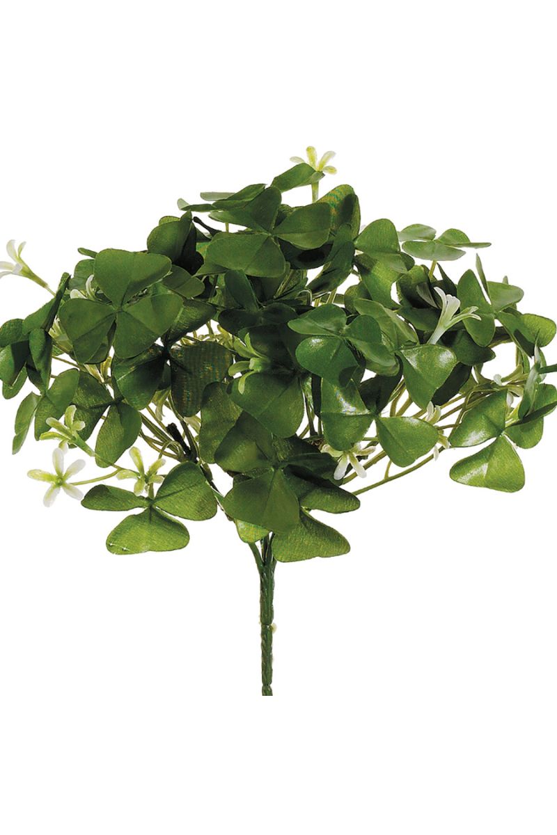 Faux Clover Flower Bush 9" White