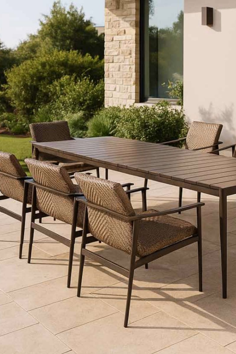Alfresco Newport Dining Arm Chair with Cushion Java Sabbie