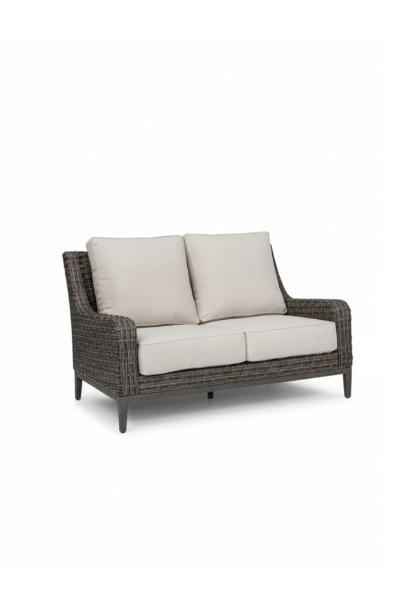 Alfresco Skytop Love Seat with Cushion Sunbrella Cast Silver