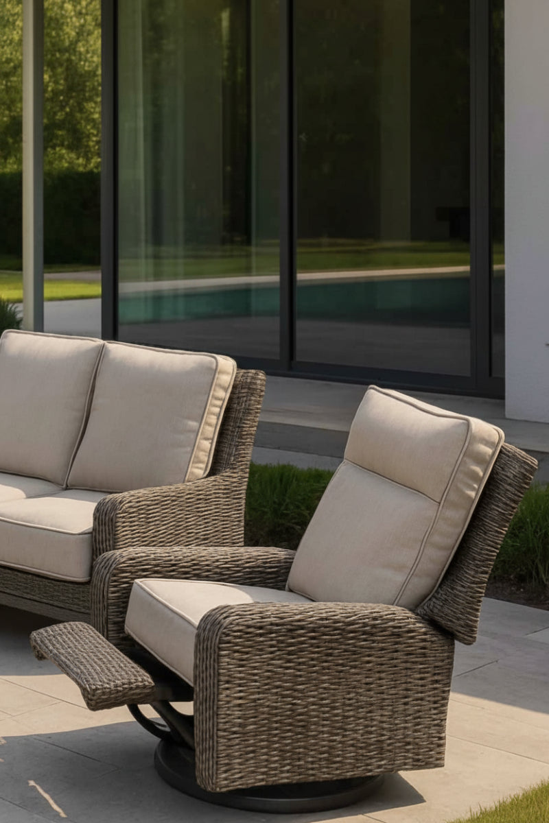 Alfresco Skytop Recliner Lounge Chair with Cushion Sunbrella Cast Silver