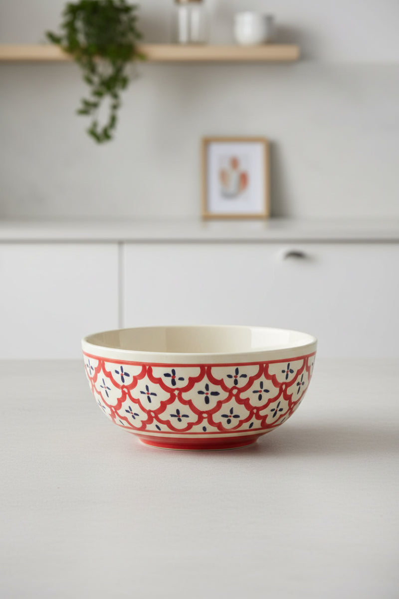 Ceramic Vase 3"x7": Red & White