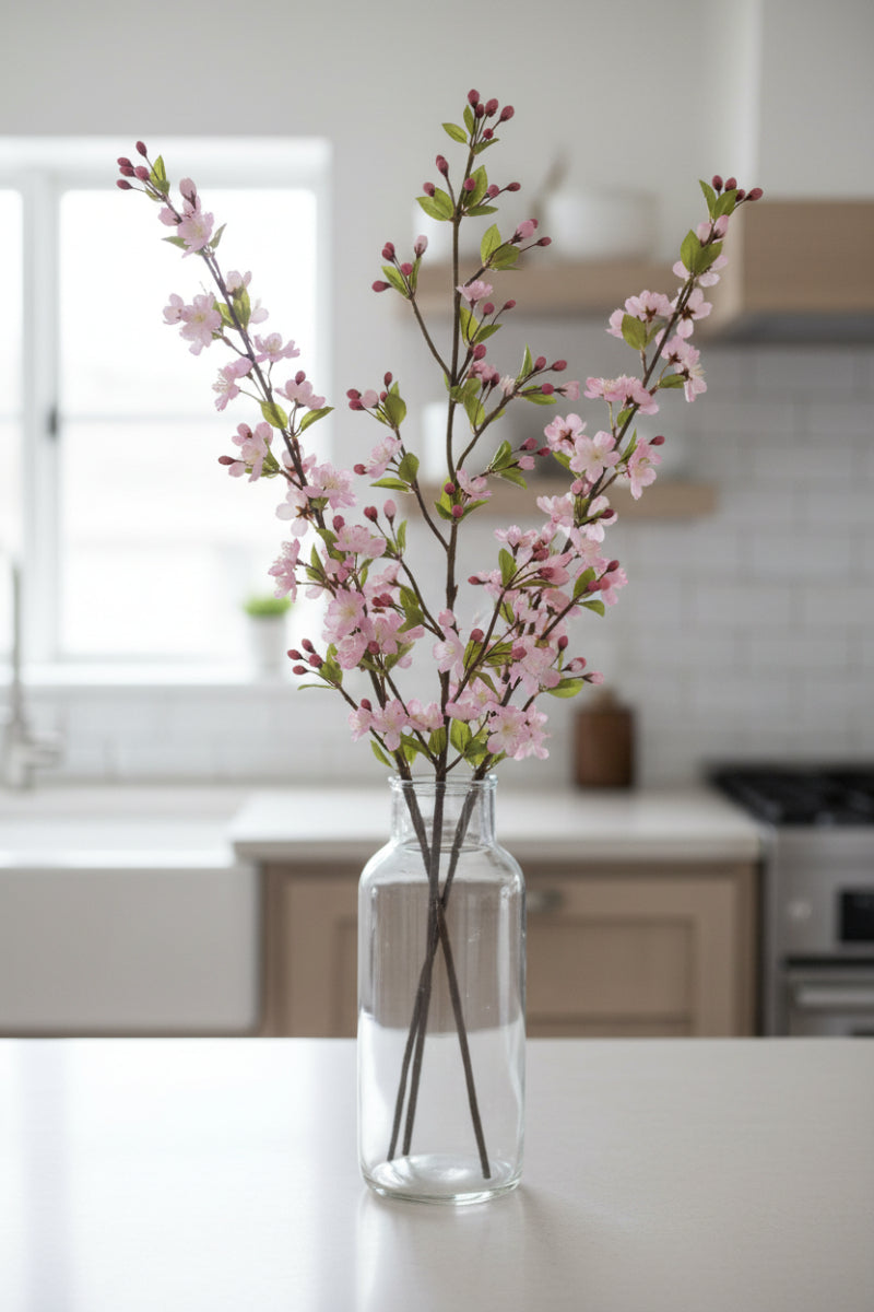 Faux Blossom Spray 43" Pink & Cream