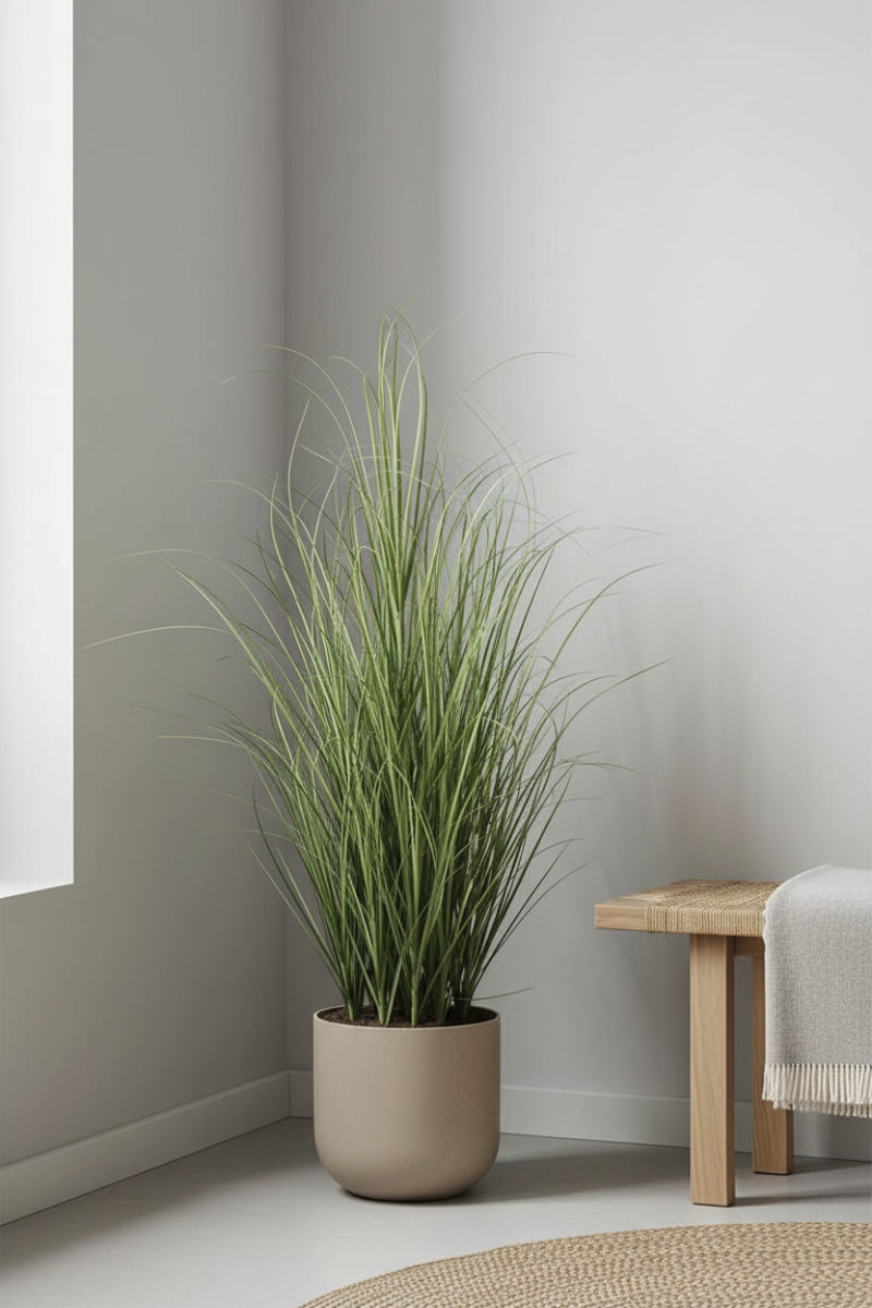 Faux Grass Bush in Pot 39" Two Tone Green