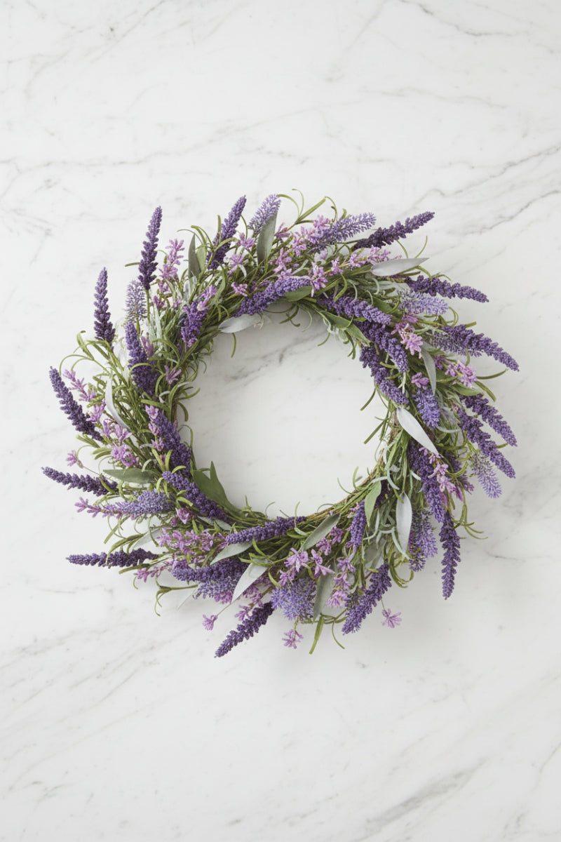 Faux Lavender Wreath 22"