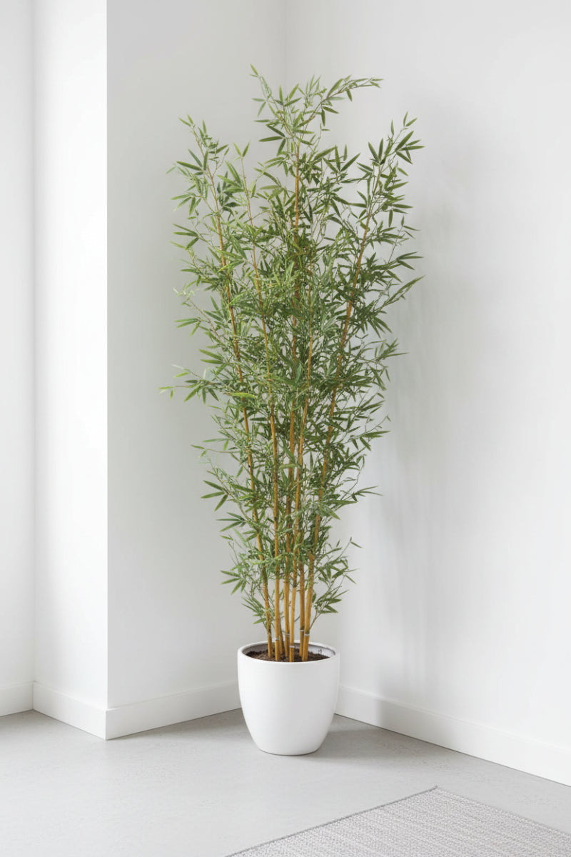 Faux Mini Bamboo Tree in Pot 72" Green & Natural