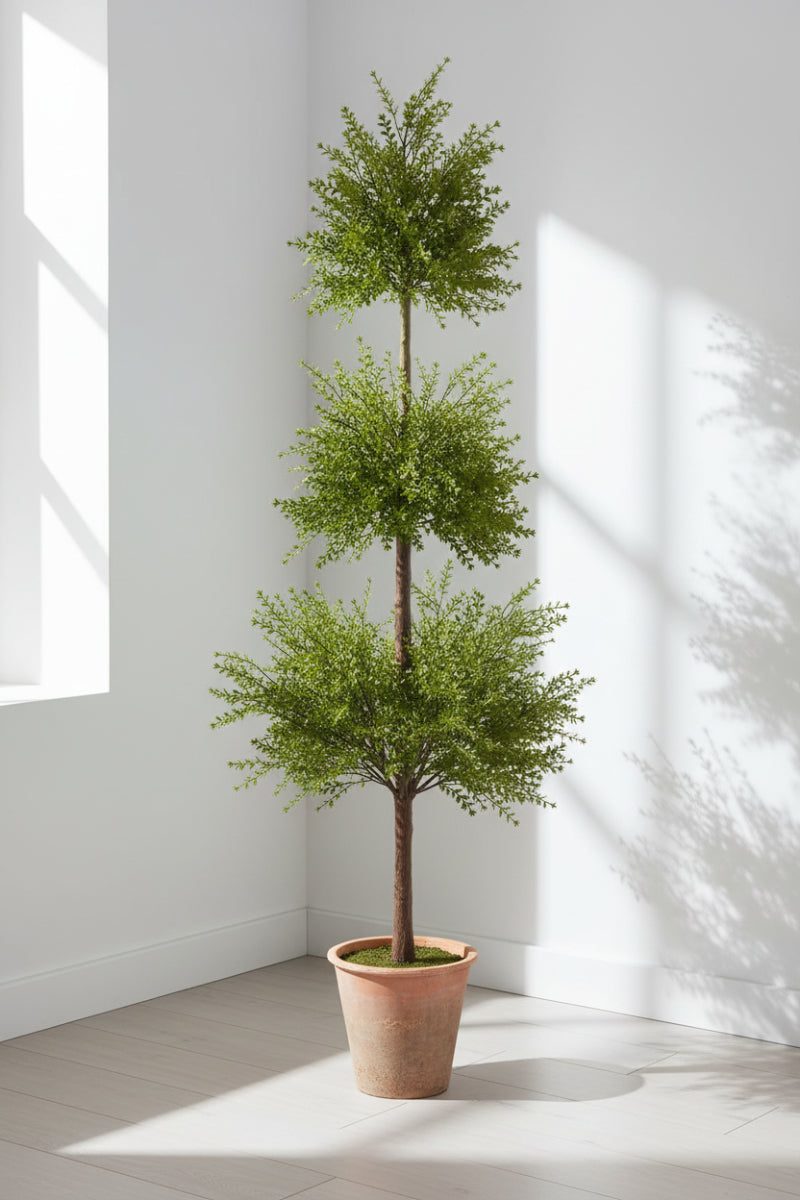 Faux Myrtle Topiary in Clay Pot 68" Green