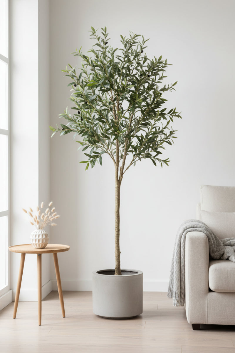Faux Olive Tree in Pot 79" Green