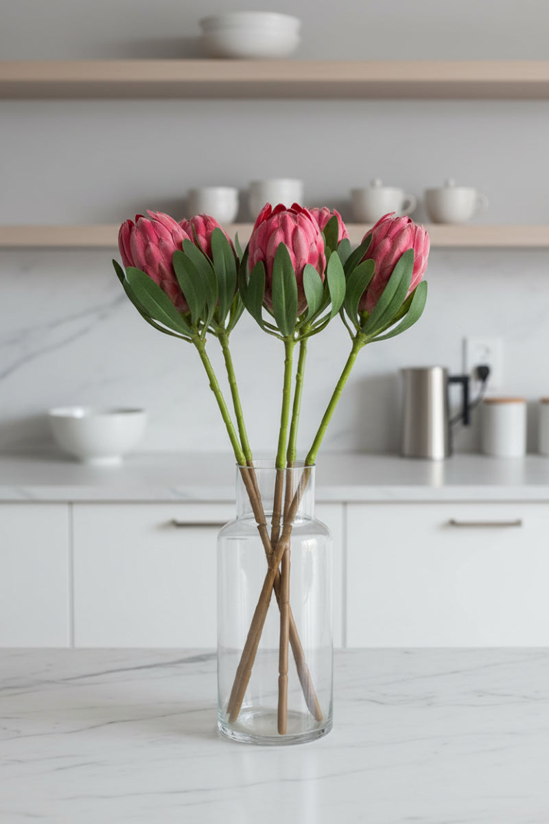 Faux Protea Bud Spray 18.5" Beauty Pink