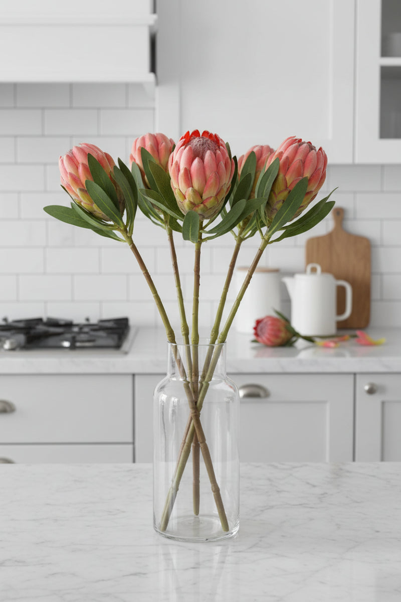 Faux Protea Bud Spray 18.5" Orange