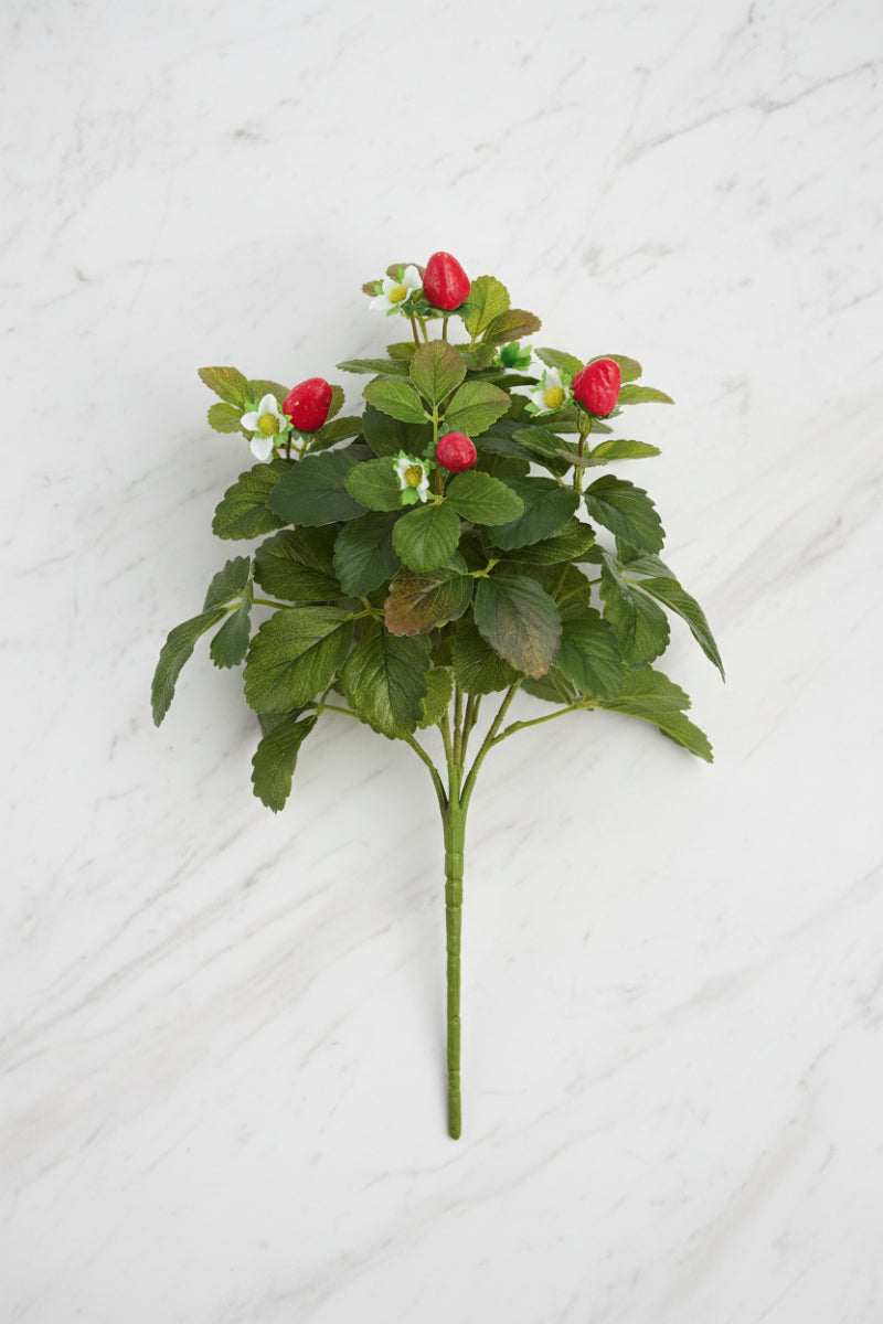Faux Strawberry Bush 15" Green & Red