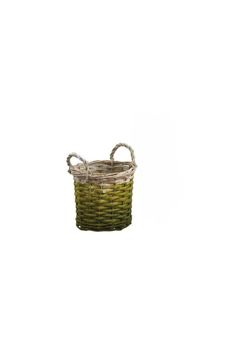 Weaved Basket Small Beige & Green