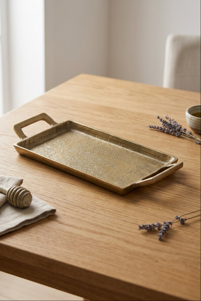 Deco Aluminum Platter Small Gold