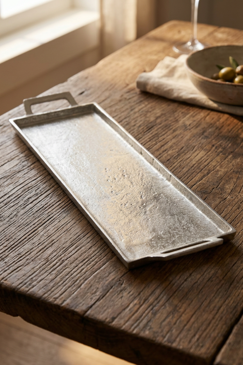 Deco Aluminum Platter Large Silver