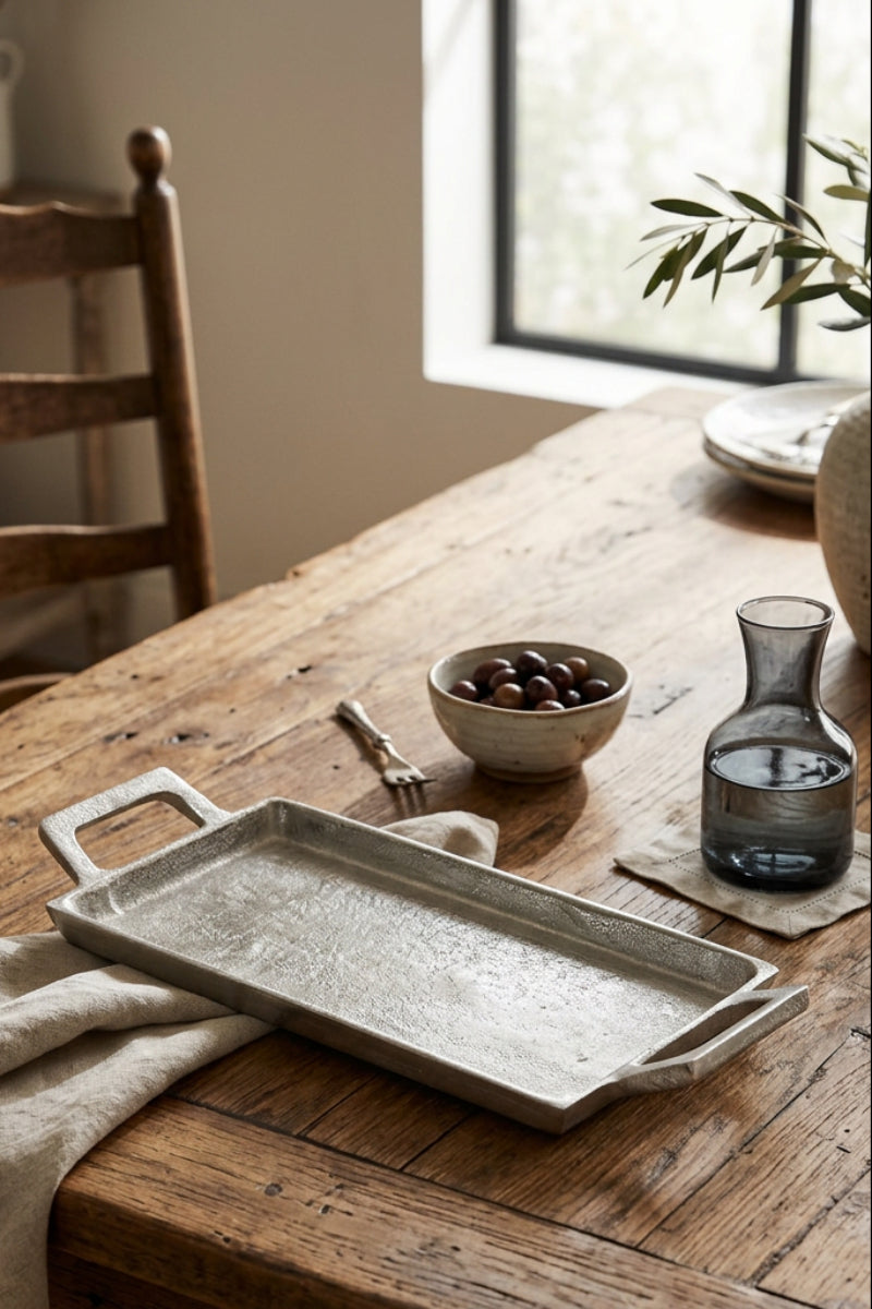 Deco Aluminum Platter Small Silver