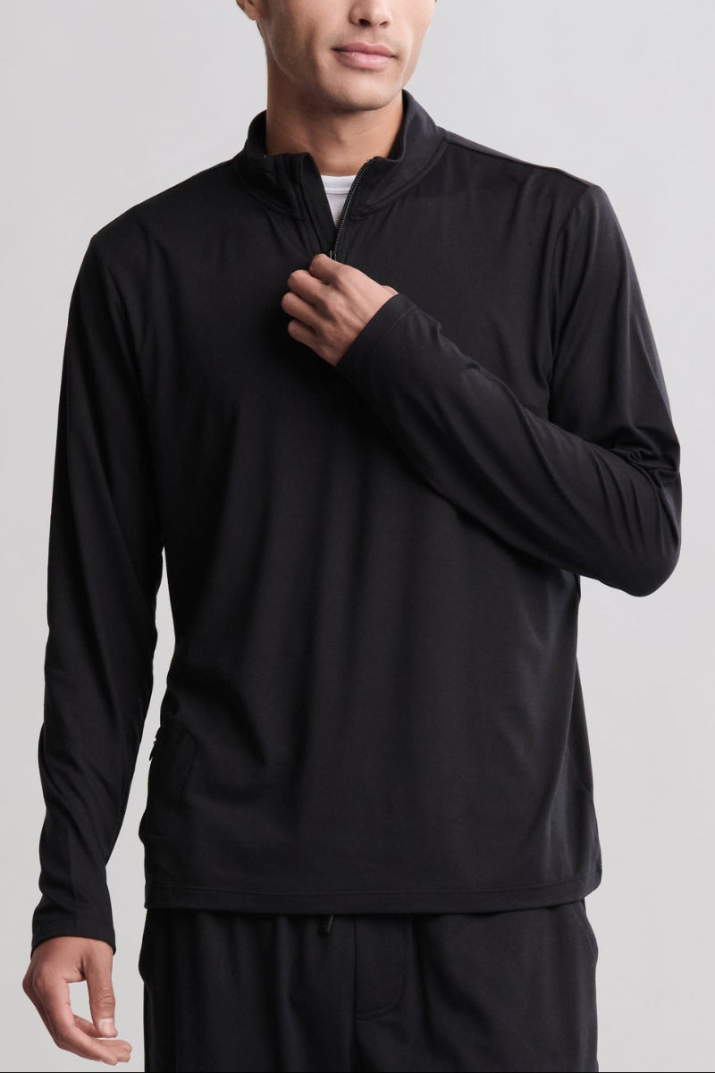 Barefoot Dreams Malibu Collection Men's Butterchic 1/2 Zip L Black