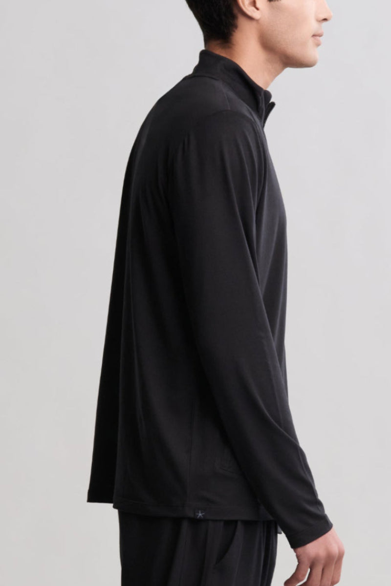Barefoot Dreams Malibu Collection Men's Butterchic 1/2 Zip L Black