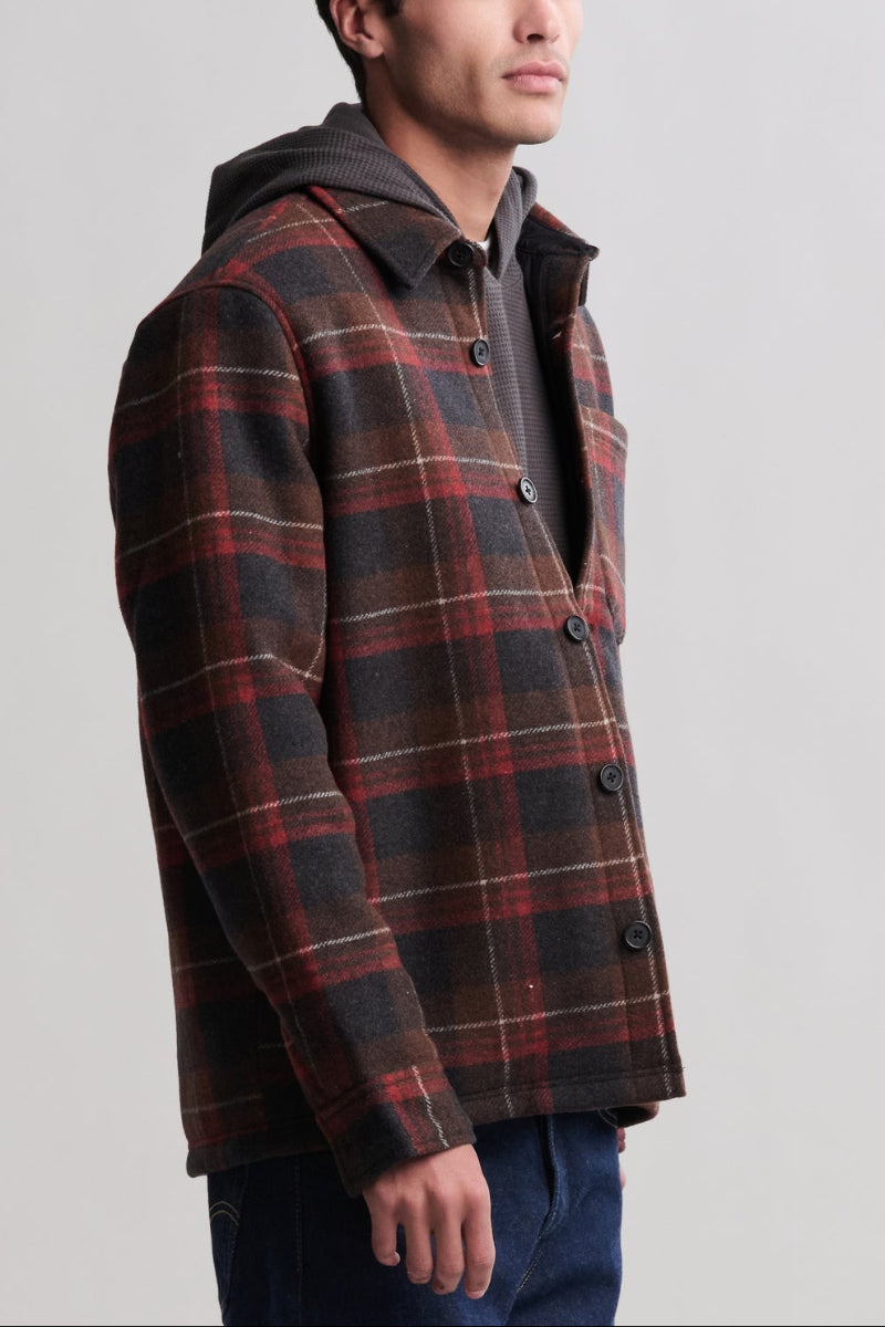 Barefoot Dreams Men's Plaid Shacket M Russet Plaid