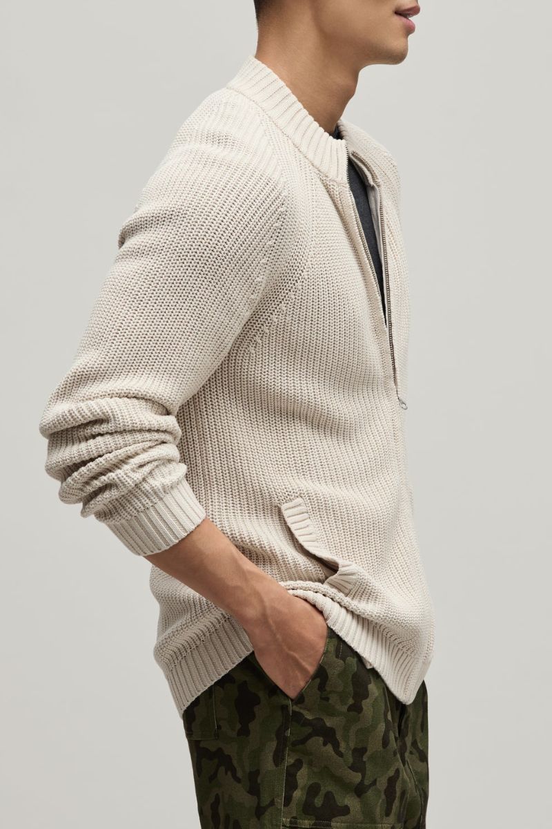 Barefoot Dreams Men's Sunbleach Zip Up Cardigan XL Sand Dune