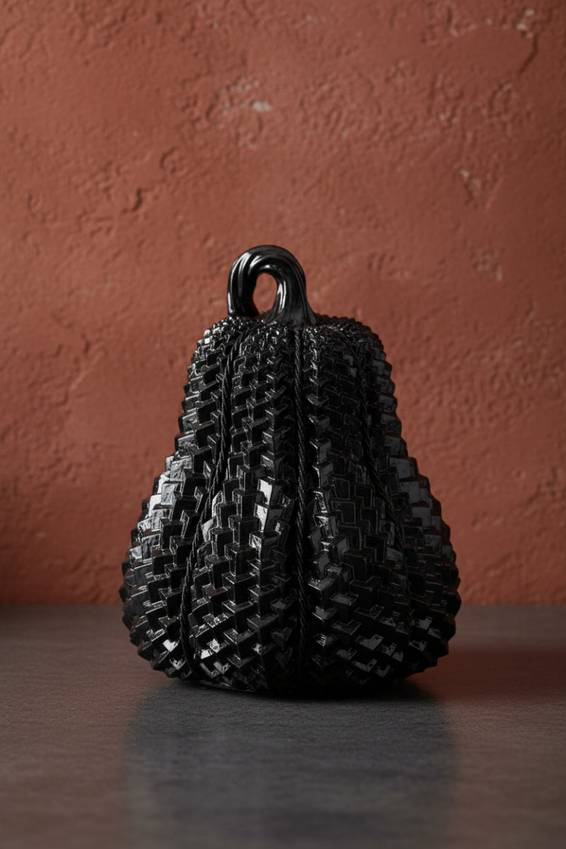 Resin Embossed Pumpkins Large Glossy Black