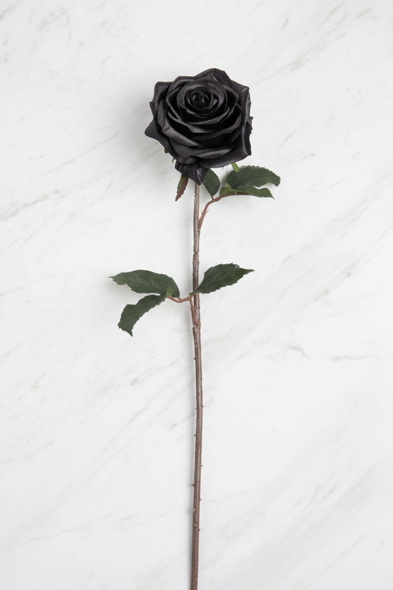 Faux Black Magic Rose Spray 21.5" Black
