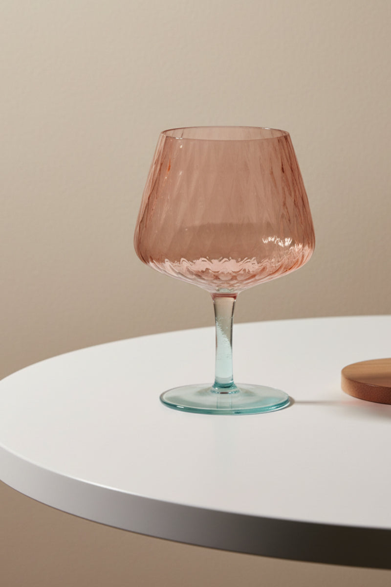Two-Tone Stemmed Fluted Wine Glass Blush & Blue