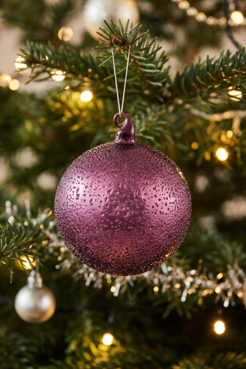 Glass Beaded Ball Ornament 4.72" Burgundy