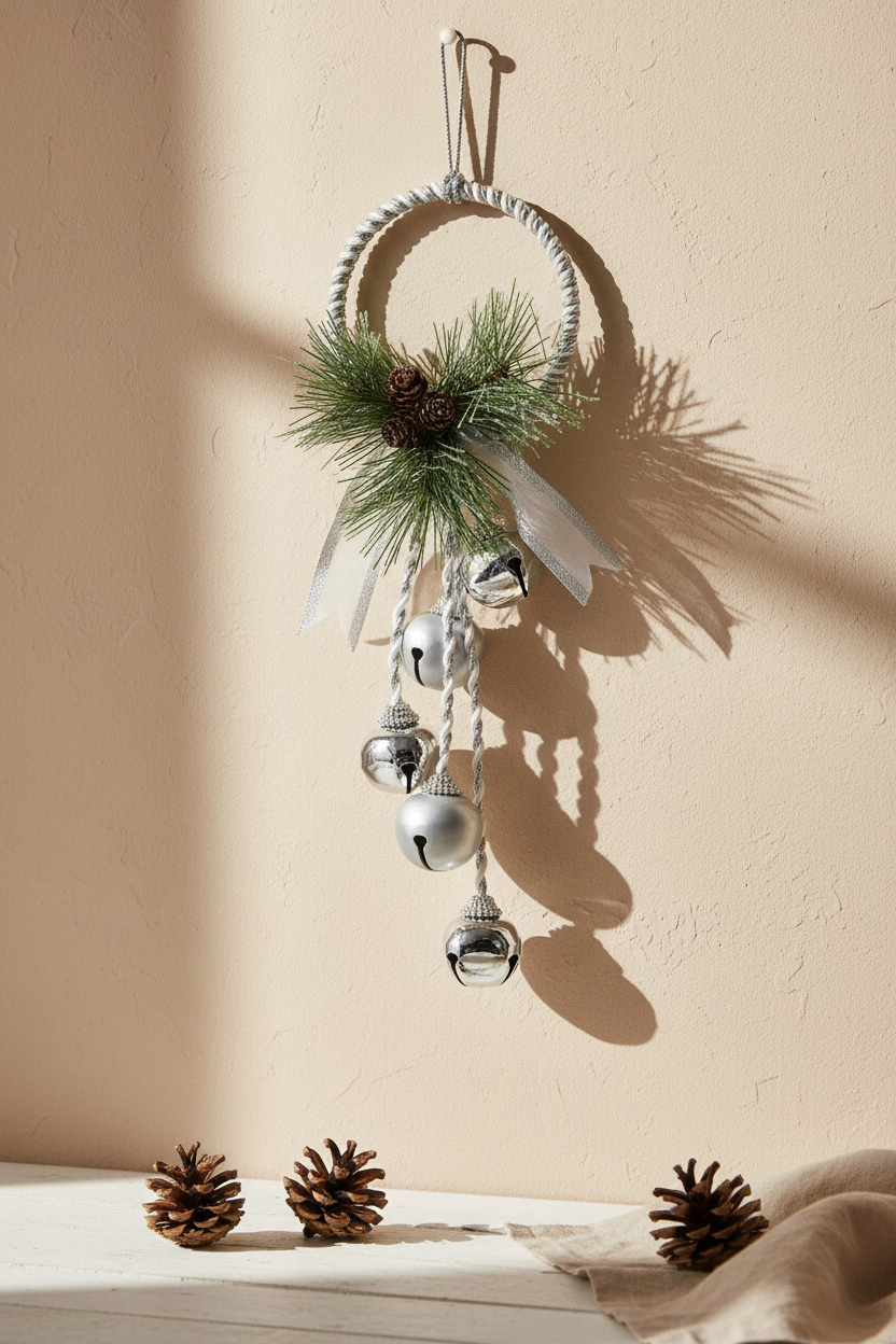 Silver White Metal Bell Door Hanger 13"