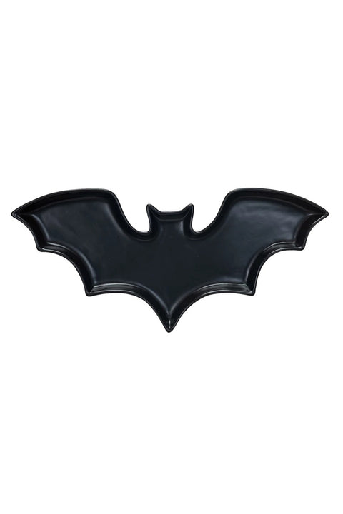 Dish Bat Shaped Stoneware Matte Black