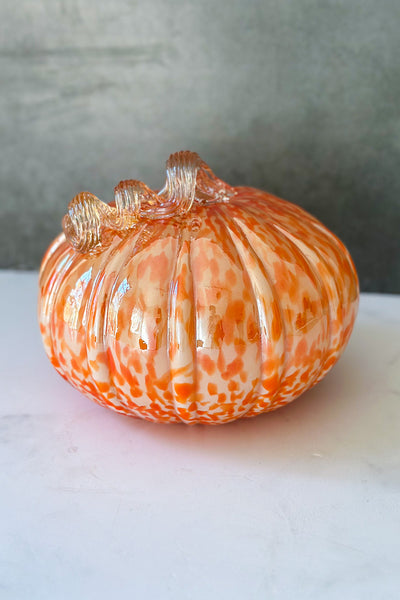 Glass Pumpkin 8"x6" Orange Multi