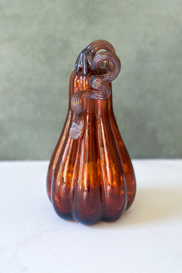 Glass Gourd 4.5"x9" Amber