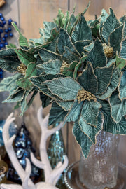 Velvet Poinsettia Stem 22" Dusty Green