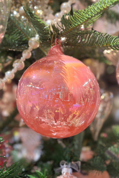 Pearl Glass Ball Ornament 4.75" Pink