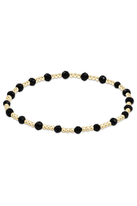 enewton Gemstone Gold Sincerity Pattern 3mm Bead Bracelet Faceted Onyx