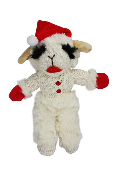 Multipet Holiday Lamb Chop Standing With Santa Hat 8"