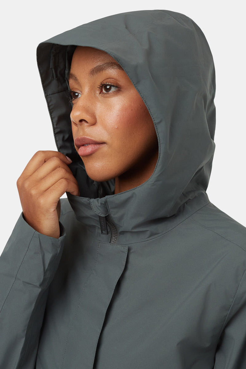 Women Long Rain Jacket Nimbus Urban Green Small