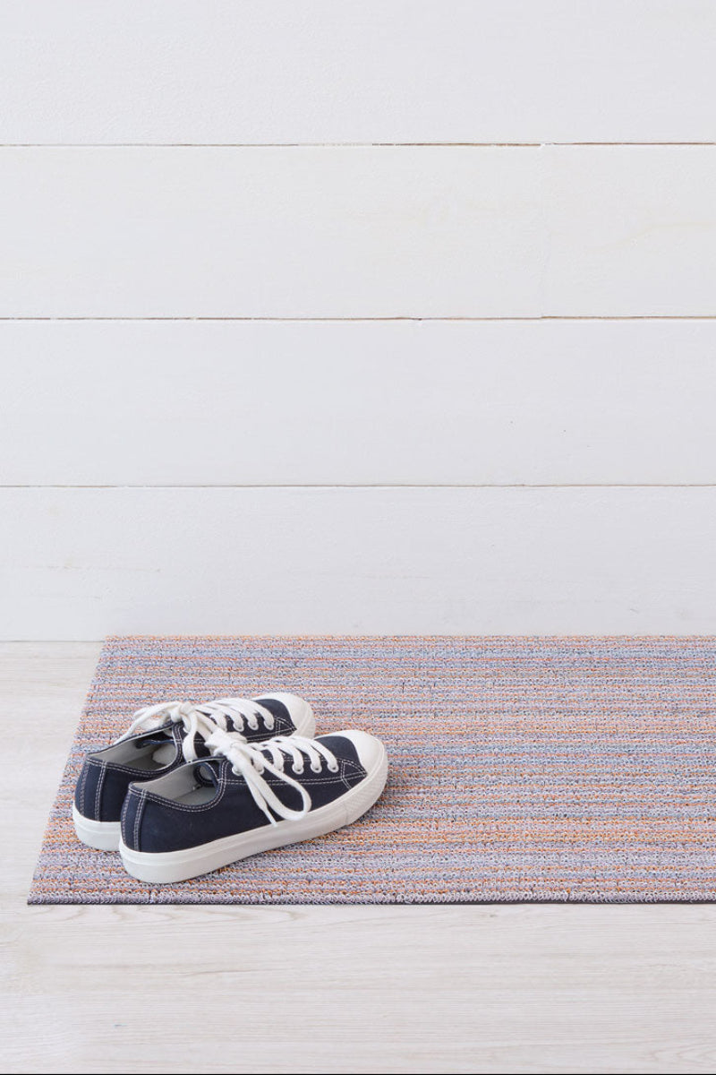 Chilewich Skinny Stripe Shag Doormat 18"x28" Periwinkle
