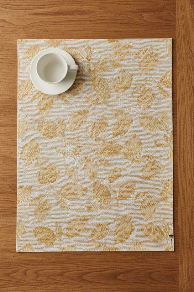 Chilewich Lemon Leaves Placemat Rectangle 14"x19" Goldenrod