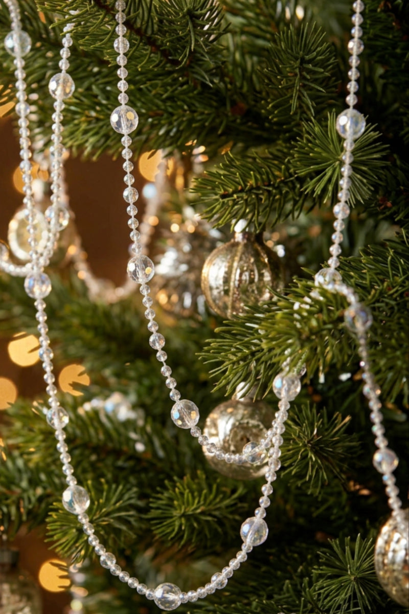 Bead Garland with Pearl Balls 106" Clear