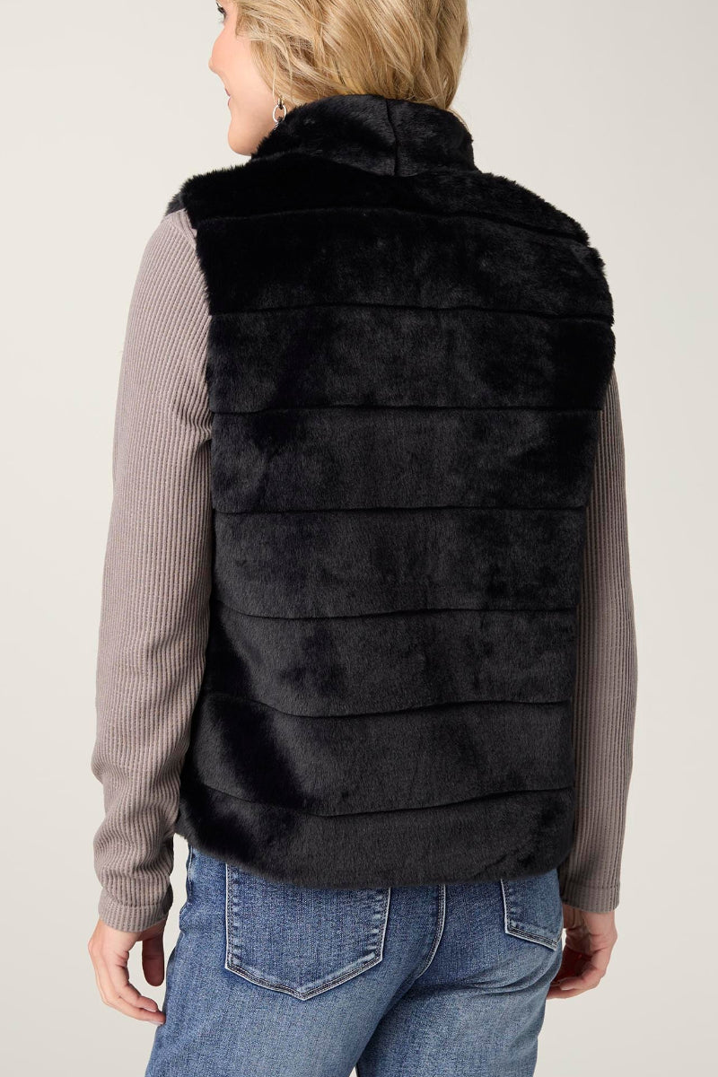 Charlaine Faux Fur Vest with Pockets XS Black