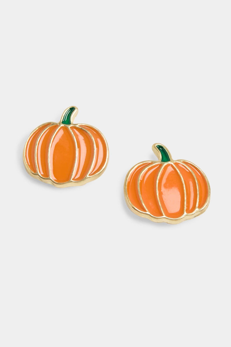 Fall Pumpkin Stud Earrings Orange